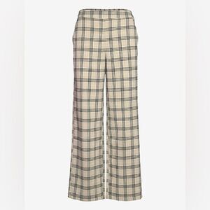 🇩🇰 MSCH Moss Copenhagen Lalou Wide Leg Plaid Pants Cimone Grey Cream L